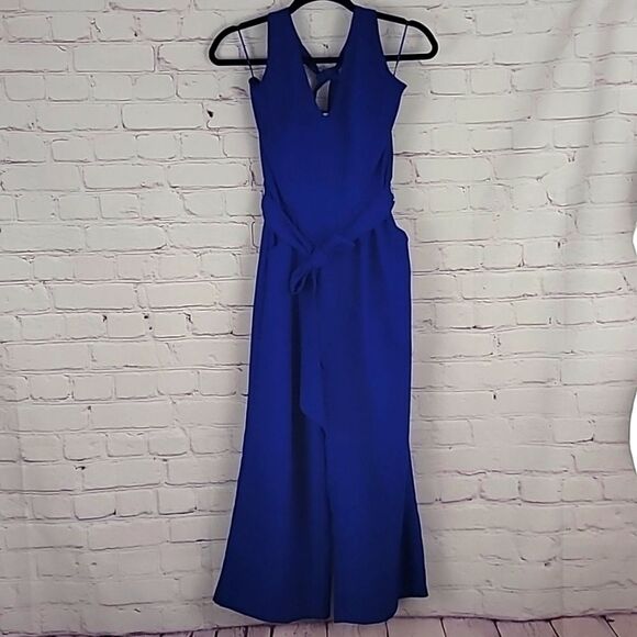 Eva Franco  Anthropologie Cobalt Blue Halter Top Jumpsuit. Size 4 - Picture 2 of 7